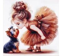 NAHUIGOOD Punto De Cruz Kit Bordado - Niña Y Perro 11Ct40X50Cm Con Tela Impresa Para Principiantes