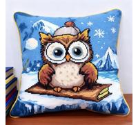 NAHUIGOOD Punto De Cruz Kit Búho De Montaña Nevado 45X45Cm Manualidades Adultos Decoracion Bordar Kit Principiantes Completo Diy Bordado Creativo Regalo，Cross Stitch