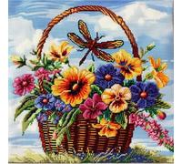 NAHUIGOOD Punto De Cruz Kit Cesta De Flores 45X45Cm Manualidades Adultos Decoracion Bordar Kit Principiantes Completo Diy Bordado Creativo Regalo，Cross Stitch