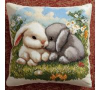 NAHUIGOOD Punto De Cruz Kit Conejo 45X45Cm Manualidades Adultos Decoracion Bordar Kit Principiantes Completo Diy Bordado Creativo Regalo,Cross Stitch