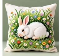 NAHUIGOOD Punto De Cruz Kit Conejo De Hierba 45X45Cm Manualidades Adultos Decoracion Bordar Kit Principiantes Completo Diy Bordado Creativo Regalo，Cross Stitch