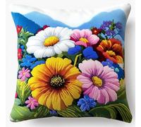 NAHUIGOOD Punto De Cruz Kit Crisantemos Coloridos 45X45Cm Manualidades Adultos Decoracion Bordar Kit Principiantes Completo Diy Bordado Creativo Regalo，Cross Stitch