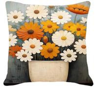 NAHUIGOOD Punto De Cruz Kit Crisantemos En Maceta 45X45Cm Manualidades Adultos Decoracion Bordar Kit Principiantes Completo Diy Bordado Creativo Regalo，Cross Stitch