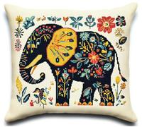NAHUIGOOD Punto De Cruz Kit Elefante 45X45Cm Manualidades Adultos Decoracion Bordar Kit Principiantes Completo Diy Bordado Creativo Regalo，Cross Stitch