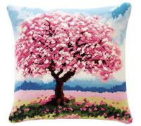 NAHUIGOOD Punto De Cruz Kit Flores De Cerezo 45X45Cm Manualidades Adultos Decoracion Bordar Kit Principiantes Completo Diy Bordado Creativo Regalo，Cross Stitch