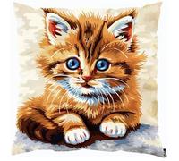 NAHUIGOOD Punto De Cruz Kit Gato Animal 45X45Cm Manualidades Adultos Decoracion Bordar Kit Principiantes Completo Diy Bordado Creativo Regalo，Cross Stitch