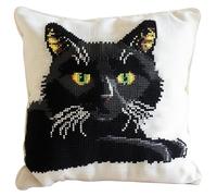 NAHUIGOOD Punto De Cruz Kit Gato Negro 45X45Cm Manualidades Adultos Decoracion Bordar Kit Principiantes Completo Diy Bordado Creativo Regalo，Cross Stitch