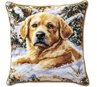 NAHUIGOOD Punto De Cruz Kit Golden Retriever 45X45Cm Manualidades Adultos Decoracion Bordar Kit Principiantes Completo Diy Bordado Creativo Regalo，Cross Stitch
