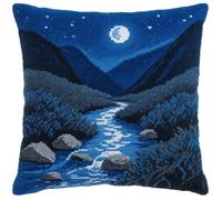NAHUIGOOD Punto De Cruz Kit Hermoso Paisaje Bajo La Luna 45X45Cm Manualidades Adultos Decoracion Bordar Kit Principiantes Completo Diy Bordado Creativo Regalo，Cross Stitch