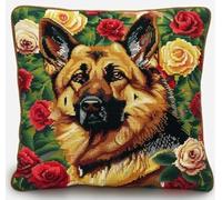 NAHUIGOOD Punto De Cruz Kit Husky En Un Mar De Flores 45X45Cm Manualidades Adultos Decoracion Bordar Kit Principiantes Completo Diy Bordado Creativo Regalo，Cross Stitch
