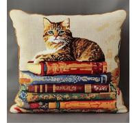 NAHUIGOOD Punto De Cruz Kit Libros, Gatos 45X45Cm Manualidades Adultos Decoracion Bordar Kit Principiantes Completo Diy Bordado Creativo Regalo,Cross Stitch