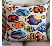 NAHUIGOOD Punto De Cruz Kit Pececitos Coloridos 45X45Cm Manualidades Adultos Decoracion Bordar Kit Principiantes Completo Diy Bordado Creativo Regalo，Cross Stitch