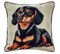 NAHUIGOOD Punto De Cruz Kit Perro Tejonero 45X45Cm Manualidades Adultos Decoracion Bordar Kit Principiantes Completo Diy Bordado Creativo Regalo，Cross Stitch