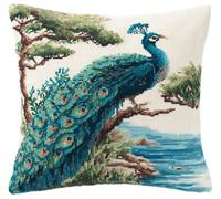 NAHUIGOOD Punto De Cruz Kit Pino Y Ciprés, Pavo Real 45X45Cm Manualidades Adultos Decoracion Bordar Kit Principiantes Completo Diy Bordado Creativo Regalo，Cross Stitch