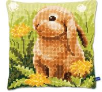NAHUIGOOD Punto De Cruz Kit Pradera, Conejito 45X45Cm Manualidades Adultos Decoracion Bordar Kit Principiantes Completo Diy Bordado Creativo Regalo，Cross Stitch