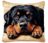 NAHUIGOOD Punto De Cruz Kit Rottweiler 45X45Cm Manualidades Adultos Decoracion Bordar Kit Principiantes Completo Diy Bordado Creativo Regalo，Cross Stitch