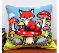 NAHUIGOOD Punto De Cruz Kit Setas, Zorros 45X45Cm Manualidades Adultos Decoracion Bordar Kit Principiantes Completo Diy Bordado Creativo Regalo，Cross Stitch