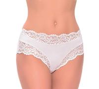 Naiara Braga Alta Encaje Señora Algodón. Bragas Encaje Invisible (Negro, L)