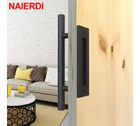 NAIERDI-tirador empotrado de puerta de madera, tirador de puerta de Granero deslizante, Interior de 12 ", muebles de diseño rústico de dos lados Round Handle