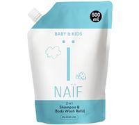 Naïf Champú y Gel de Ducha 2 en 1 para Bebés y Niños 0% Perfume - Formato Recarga 500 ml - sin SLES ni microplásticos, ingredientes naturales, dermatológicamente probado