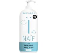 Naïf Champú y Gel de Ducha 2 en 1 para Bebés y Niños 0% Perfume - Limpieza suave sin lágrimas, sin SLES ni microplásticos, ingredientes naturales, dermatológicamente probado - 500 ml