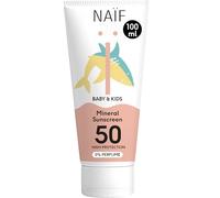 Naïf Crema Solar Mineral para Bebés y Niños SPF 50 - 0% Perfume, con óxido de zinc, resistente al agua, sin microplásticos, para piel sensible, dermatológicamente probada - 100 ml