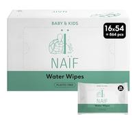 Naïf - Toallitas húmedas sin plástico - 864 toallitas (16 x 54 toallitas) - limpia y protege el cuerpo y la cara del bebé - 99% agua - 0% perfume y alcohol