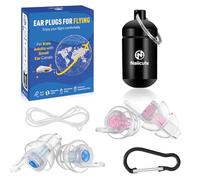 Naiicute Tapones para los oídos para volar, 2 pares, reguladores de presión de aire, evitan el dolor de oídos y reducen el ruido, 25 dB, reutilizables, suaves, para adultos/niños a partir de 12 años