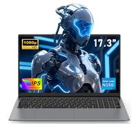 NAIKLULU 17.3 Pulgadas Ordenador Pc Portatil, Processor N150 (1,2 a 3,6Ghz) RAM 16GB SSD 1TB Laptop Computadora Portatil 2025, Teclado Completo Retroiluminado/6000Mah/Touchpad/Type-C
