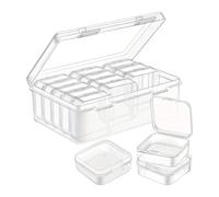 Nail Accessory Organizer - 15 Grid Clear Hinged Box, Bead Jewelry Small Items Container, Travel Rectangle Storage Holder | Craft Seed Bead Storage, Fishing Lure Component Tray, Mini Electronics