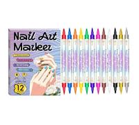Nail ärt Pens - 12 Colors Quick Dry Waterproof Fine Tip Nail Połish Liner Pens | Double-Ended Nails Drawing Markers For DIY Manicure, Salon Design, Travel, Party & Home Use