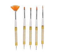 Nail Art Cepillos de doble cara profesional DIY Nail Art Liner Brush Set de puntas con tapa para salón de uñas 5 piezas ABS Nylon pelo