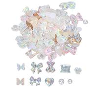 Nail Art Decoration Cute Shiny Delicate Bow Bear Shaped Nail Ornament Accessories for Home Nail Salon Resin Material 3D Nail Art Decorations