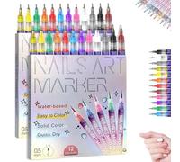 Nail Art Marker,12 Colores Bolígrafo De Uñas Nail Art 3D,Plumines De 0.5mm Para Uñas,Plumín De Punto Graffiti,Plumín De Dibujo Y Pintura,Pincel Liner Para Casa O Salón (2PCS)