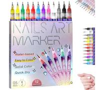 Nail Art Markers | Bolígrafo De Uñas, DIY Manicura Decoración Punteado Pluma, 12 Colores Estilos Verniz A Uñas 3d Para La Pintura, Uñas Herramienta De Dibujo De Arte