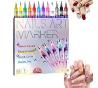 Nail Art Markers for Gel Nails 12 Colors Nail Art Pens Set, 2025 DIY Nail Art Marker for Art Drawing Painting Point Dotting Manicure Tools Quickly Dry Nail Art Nail (12 Colors)