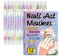 Nail Arț Pen - 16.3x12.6cm Nail Arț Marker | 0.5mm Needle Tip 12 Colors Waterproof Quick Dry Double Ended Acrylic NailPaint Pens Set | NailPen Salon DIY Manicure Drawing