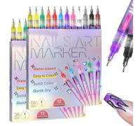 Nail Art Pens for Painting Nails, 12 Color 3d DIY Markers Nail Polish Pens for Dotting & Drawing (2 set)