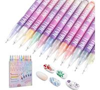 Nail Art Pens for Painting Nails, 12 Colors 3D Nail Art Markers Set with Fine Tip, Polish Pens for Drawing, Dotting & DIY Nail Decoration Tools for Kids & Adults (2 SET)