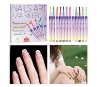 nail art Pens Set - 12 Colors Nail Polish Pens | Painting Pen Liner Brush, Fine Tip Nails Doodle Pen Quick-Drying Painting Markers for Women Mother Men Youth Beginner