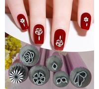 Nail Art Stamp Pen, 6 Piezas Bolígrafo para Sellos de Uñas con Diferentes Patrones Kit para Hacer Uñas, Herramientas de Manicura de Uñas con Grafiti para Amantes del Arte de Uñas