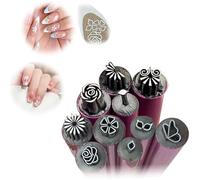 Nail Art Stamp Pen Set - Herramientas de diseño de uñas DIY con bolígrafos de puntos florales y geométricos para manicura creativa en casa y decoración de uñas (10pcs)