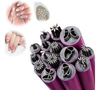 Nail Art Stamp Pen Set - Herramientas de diseño de uñas DIY con bolígrafos de puntos florales y geométricos para manicura creativa en casa y decoración de uñas (15pcs)