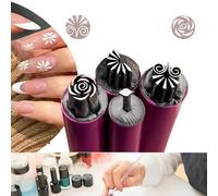 Nail Art Stamp Pen Set, Nail Art Pen Set, Flower Nail Stamp Pen, Nail Art Stamp Pen, Nail Stamp Pen Diy Nail Art Tools, Nail Graffiti Nail Art Dotting Tools, Stamp Nail Art Tool For Women (4pc)