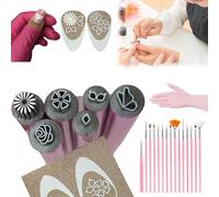 Nail Art Stamp Pen Set, Nail Art Stamp Pens,Nail Art Stamping Pen, Nail Art Stamp Pen Flower, Nail Graffiti Nail Art Dotting Tools, 15 Pcs Nail Stamp Pen Diy Nail Art Tools (6pcs)