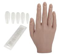 Nail Art Training Hand, Suave Práctica de Alta Simulación Nail Art Training Mano Fácil de Limpiar Y Flexible con Puntas de Uñas Postizas para Salón de Uñas(01)