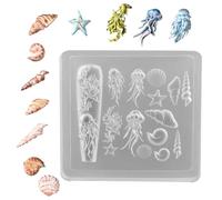 Nail Charm Molds Silicona, 3D Sea Themed Carving Mould Manicure Design, Epoxy Resin Crafting Tools for Jewelry Making, Home Decoration, and Creative Art Projects