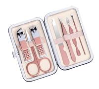 Nail Clipper Juego para hombres, 7 piezas/set de acero inoxidable Mini Manicure Juego de manicura con estuche, kit de aseo para hombres, cortadoras de uñas para mujeres (rosa rojo)