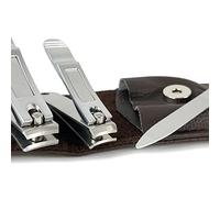 Nail Clippers by Zizzili Basics - 3 Piece Nail Clipper Set - Stainless Steel Fingernail & Toenail Clippers with Nail File and Brown Carry Case - Best Nail Care for Manicure, Pedicure, Home & Travel by Zizzili Basics