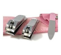 Nail Clippers by Zizzili Basics - 3 Piece Nail Clipper Set - Stainless Steel Fingernail & Toenail Clippers with Nail File & Bonus Pink Carry Case - Best Nail Care for Manicure, Pedicure, Home & Travel by Zizzili Basics